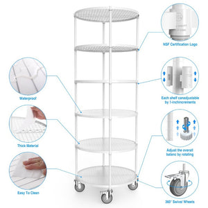 English Elm 30In-Yxj-W-Lkj Round Steel Wire Shelving Unit with Casters for Retail or Entryway W1550P162698
