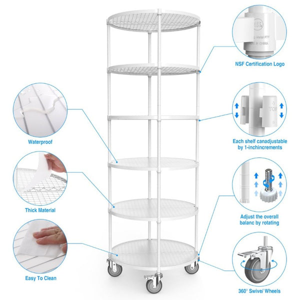 English Elm 30In-Yxj-W-Lkj Round Steel Wire Shelving Unit with Casters for Retail or Entryway W1550P162698