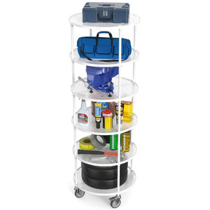 English Elm 30In-Yxj-W-Lkj Round Steel Wire Shelving Unit with Casters for Retail or Entryway W1550P162698