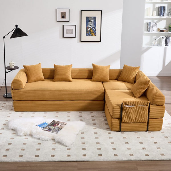 English Elm United We Win Corduroy Convertible Sofa Bed with Memory Foam Fill for Compact Living W1568P372050