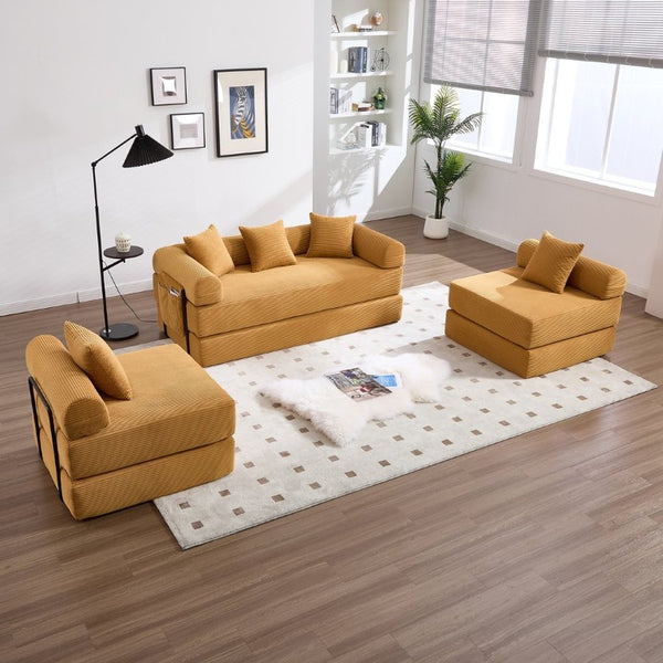 English Elm United We Win Corduroy Convertible Sofa Bed with Memory Foam Fill for Compact Living W1568P372050