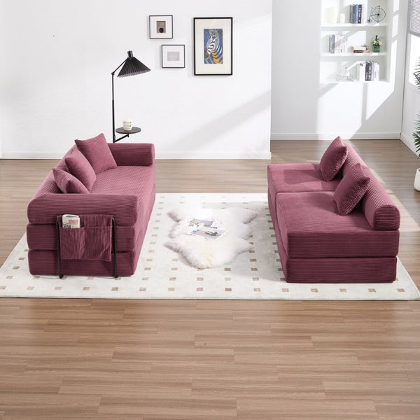 English Elm United We Win Corduroy Memory Foam Convertible Sofa Six Position Folding Bed W1568P372059