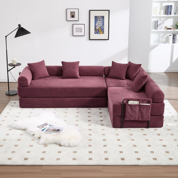 English Elm United We Win Corduroy Memory Foam Convertible Sofa Six Position Folding Bed W1568P372059