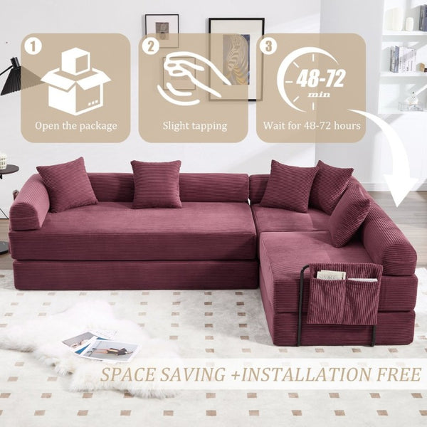 English Elm United We Win Corduroy Memory Foam Convertible Sofa Six Position Folding Bed W1568P372059