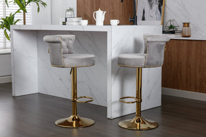 English Elm United We Win Tufted Velvet Swivel Barstools Set of 2 Glam Gold Accent Kitchen Island W1568P476247