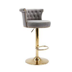 English Elm United We Win Tufted Velvet Swivel Barstools Set of 2 Glam Gold Accent Kitchen Island W1568P476247