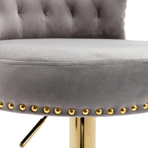 English Elm United We Win Tufted Velvet Swivel Barstools Set of 2 Glam Gold Accent Kitchen Island W1568P476247