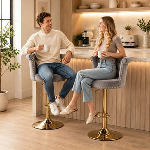 English Elm United We Win Tufted Velvet Swivel Barstools Set of 2 Glam Gold Accent Kitchen Island W1568P476247