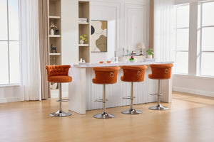 English Elm United We Win Velvet Swivel Barstools Tufted Nailhead Trim Adjustable Kitchen Seating Orange W1568P476477