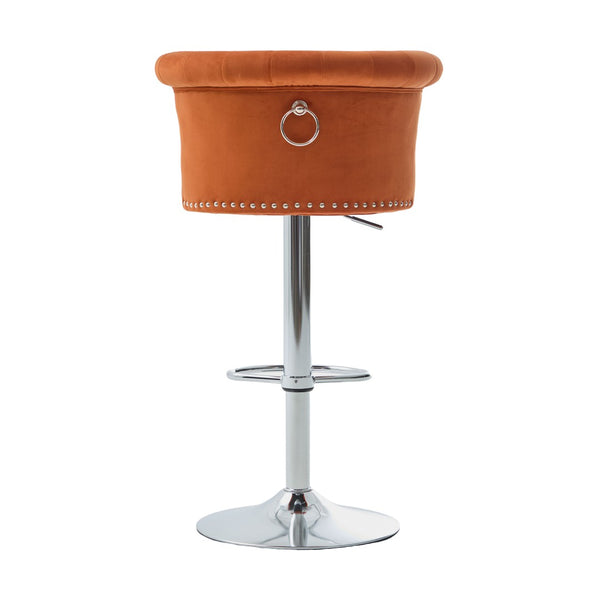 English Elm United We Win Velvet Swivel Barstools Tufted Nailhead Trim Adjustable Kitchen Seating Orange W1568P476477