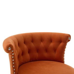 English Elm United We Win Velvet Swivel Barstools Tufted Nailhead Trim Adjustable Kitchen Seating Orange W1568P476477