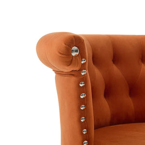 English Elm United We Win Velvet Swivel Barstools Tufted Nailhead Trim Adjustable Kitchen Seating Orange W1568P476477