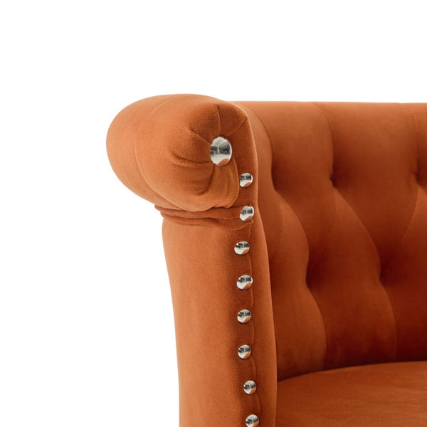 English Elm United We Win Velvet Swivel Barstools Tufted Nailhead Trim Adjustable Kitchen Seating Orange W1568P476477