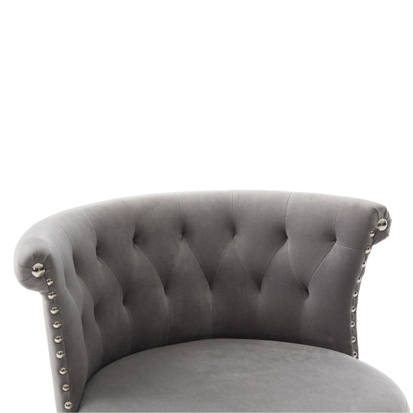 English Elm United We Win Velvet Swivel Barstools Tufted Nailhead Trim Adjustable Kitchen Seating Gray W1568P476478