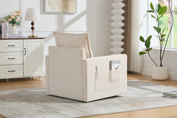 English Elm United We Win Chenille Swivel Barrel Chair Mid Century Accent for Living Room Beige W1568P504611