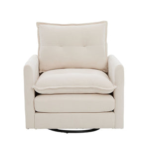 English Elm United We Win Chenille Swivel Barrel Chair Mid Century Accent for Living Room Beige W1568P504611