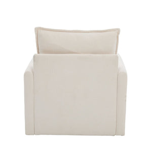 English Elm United We Win Chenille Swivel Barrel Chair Mid Century Accent for Living Room Beige W1568P504611