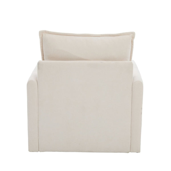 English Elm United We Win Chenille Swivel Barrel Chair Mid Century Accent for Living Room Beige W1568P504611