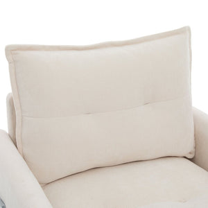 English Elm United We Win Chenille Swivel Barrel Chair Mid Century Accent for Living Room Beige W1568P504611