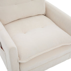 English Elm United We Win Chenille Swivel Barrel Chair Mid Century Accent for Living Room Beige W1568P504611