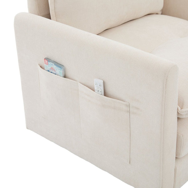 English Elm United We Win Chenille Swivel Barrel Chair Mid Century Accent for Living Room Beige W1568P504611