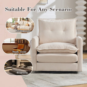 English Elm United We Win Chenille Swivel Barrel Chair Mid Century Accent for Living Room Beige W1568P504611