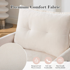 English Elm United We Win Chenille Swivel Barrel Chair Mid Century Accent for Living Room Beige W1568P504611