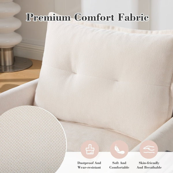English Elm United We Win Chenille Swivel Barrel Chair Mid Century Accent for Living Room Beige W1568P504611