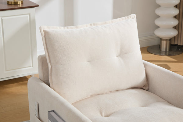 English Elm United We Win Chenille Swivel Barrel Chair Mid Century Accent for Living Room Beige W1568P504611