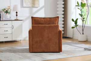 English Elm United We Win Chenille Swivel Barrel Chair Mid Century Accent for Living Room Brown W1568P504613