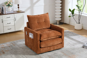 English Elm United We Win Chenille Swivel Barrel Chair Mid Century Accent for Living Room Brown W1568P504613