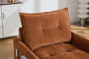 English Elm United We Win Chenille Swivel Barrel Chair Mid Century Accent for Living Room Brown W1568P504613
