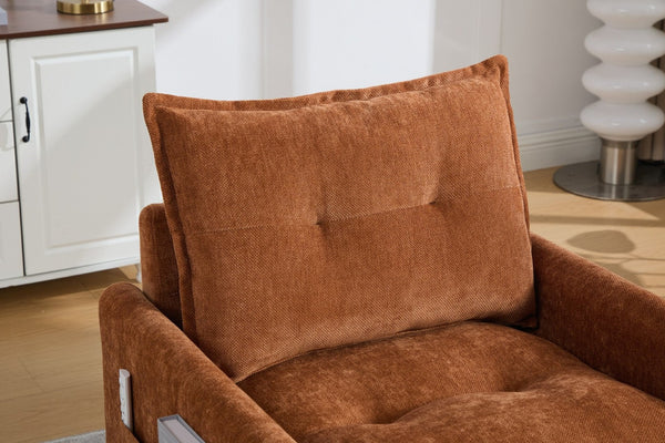 English Elm United We Win Chenille Swivel Barrel Chair Mid Century Accent for Living Room Brown W1568P504613
