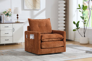 English Elm United We Win Chenille Swivel Barrel Chair Mid Century Accent for Living Room Brown W1568P504613