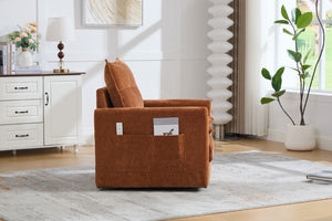 English Elm United We Win Chenille Swivel Barrel Chair Mid Century Accent for Living Room Brown W1568P504613