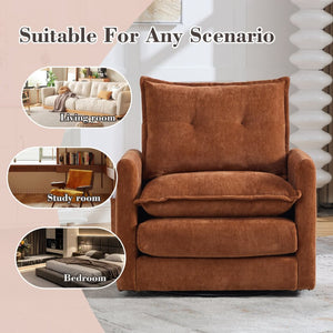 English Elm United We Win Chenille Swivel Barrel Chair Mid Century Accent for Living Room Brown W1568P504613