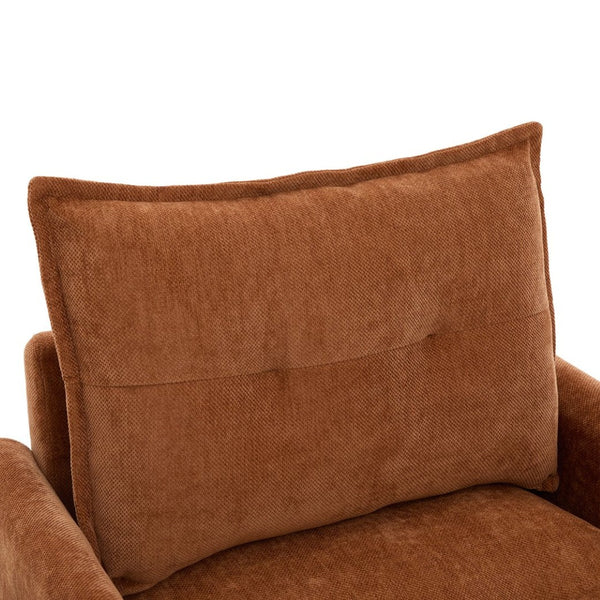 English Elm United We Win Chenille Swivel Barrel Chair Mid Century Accent for Living Room Brown W1568P504613
