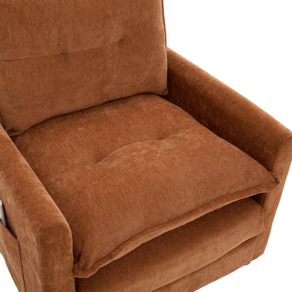 English Elm United We Win Chenille Swivel Barrel Chair Mid Century Accent for Living Room Brown W1568P504613