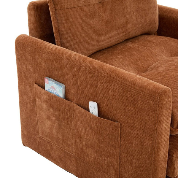 English Elm United We Win Chenille Swivel Barrel Chair Mid Century Accent for Living Room Brown W1568P504613