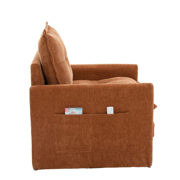 English Elm United We Win Chenille Swivel Barrel Chair Mid Century Accent for Living Room Brown W1568P504613