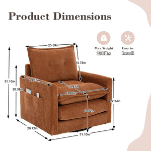 English Elm United We Win Chenille Swivel Barrel Chair Mid Century Accent for Living Room Brown W1568P504613