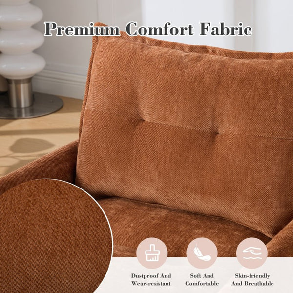 English Elm United We Win Chenille Swivel Barrel Chair Mid Century Accent for Living Room Brown W1568P504613