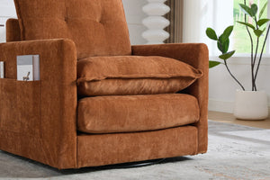English Elm United We Win Chenille Swivel Barrel Chair Mid Century Accent for Living Room Brown W1568P504613
