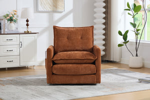 English Elm United We Win Chenille Swivel Barrel Chair Mid Century Accent for Living Room Brown W1568P504613