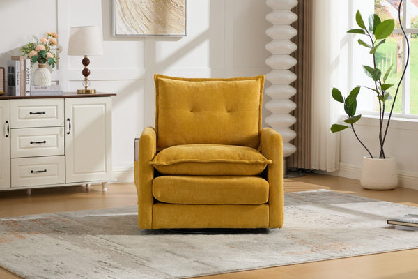 English Elm United We Win Chenille Swivel Barrel Chair Mid Century Accent for Living Room Mustard yellow W1568P504614