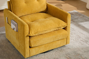 English Elm United We Win Chenille Swivel Barrel Chair Mid Century Accent for Living Room Mustard yellow W1568P504614