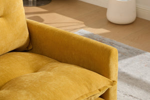 English Elm United We Win Chenille Swivel Barrel Chair Mid Century Accent for Living Room Mustard yellow W1568P504614