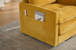 English Elm United We Win Chenille Swivel Barrel Chair Mid Century Accent for Living Room Mustard yellow W1568P504614