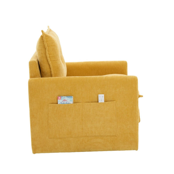English Elm United We Win Chenille Swivel Barrel Chair Mid Century Accent for Living Room Mustard yellow W1568P504614