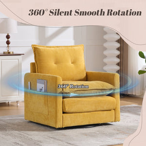 English Elm United We Win Chenille Swivel Barrel Chair Mid Century Accent for Living Room Mustard yellow W1568P504614